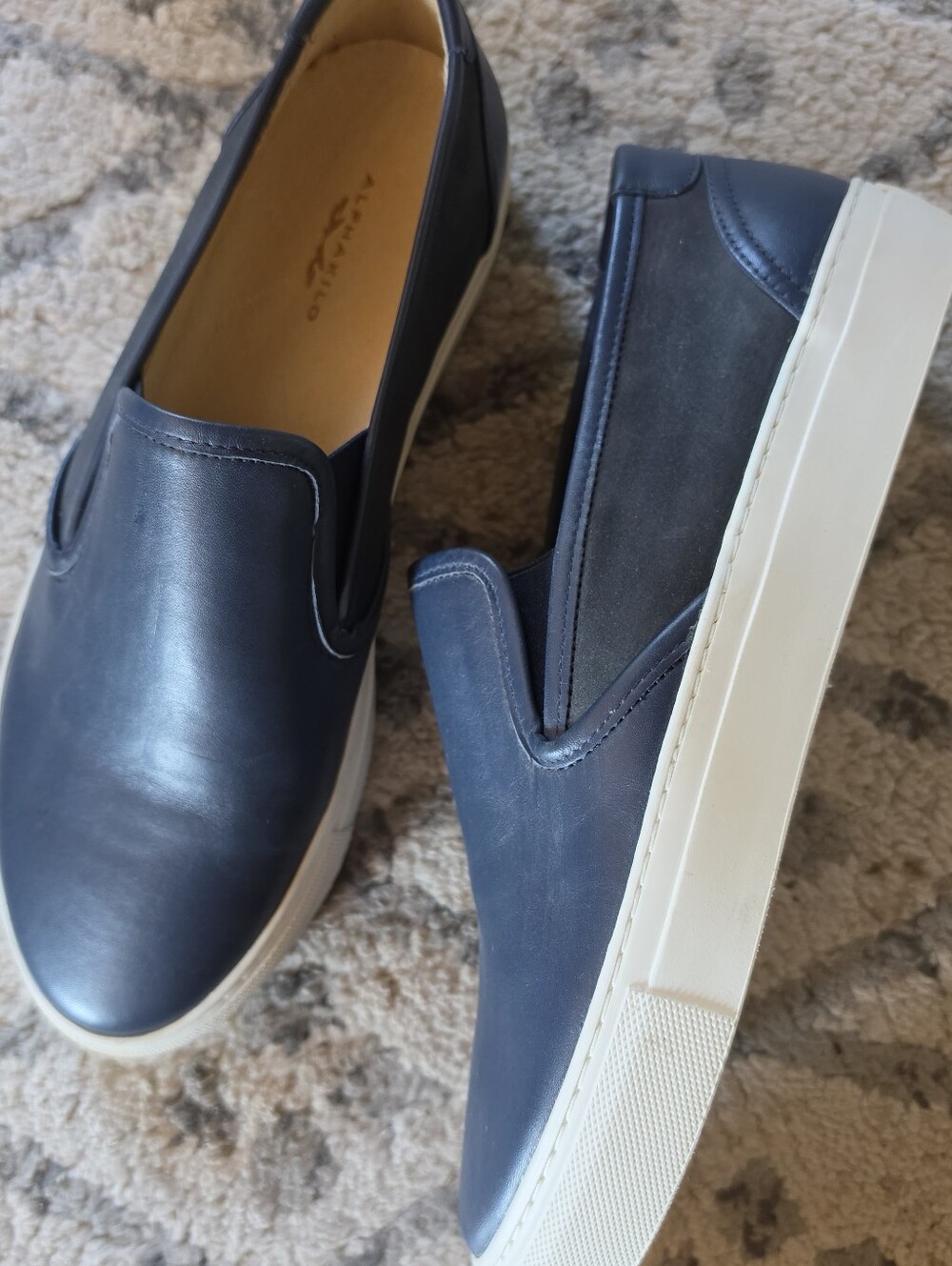 Alfani Navy Leather Slip-On Loafers - Picture 3 of 4